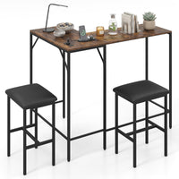 Giantex 3-Piece Bar Table & Chair Set, Convertible L-Shaped Table