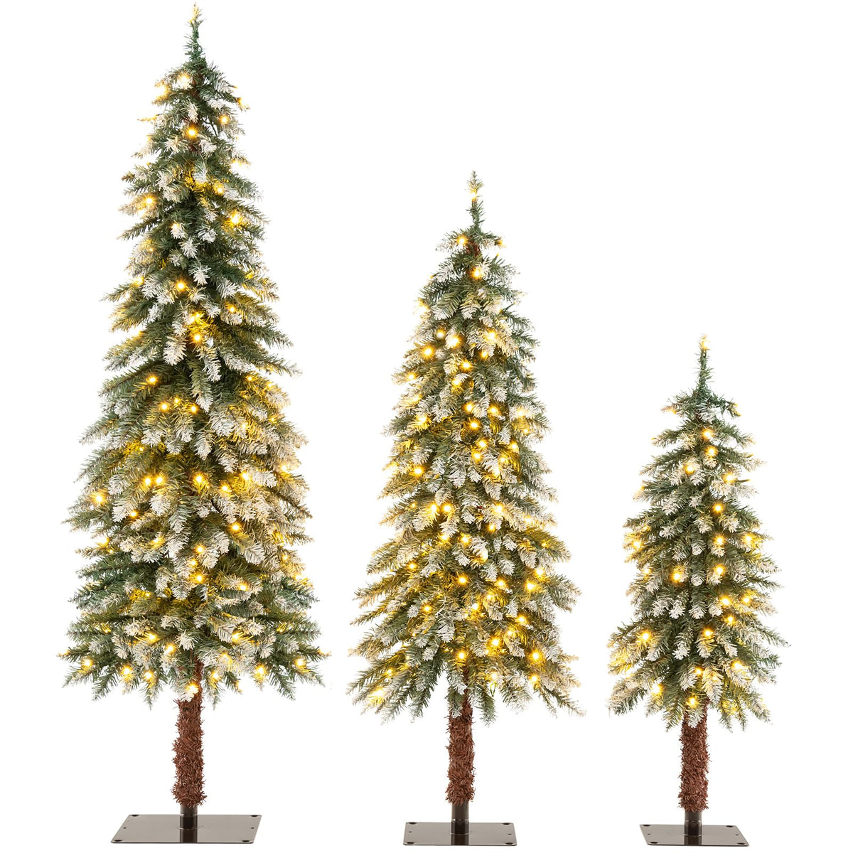 90cm/120cm/150cm Artificial Xmas Tree with PVC Branch Tips & Warm White LED Lights