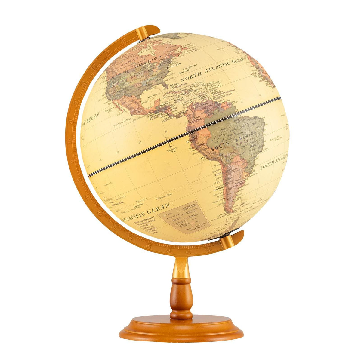30 cm Illuminated World Globe Light up Globe Night Lamp with Wooden Stand