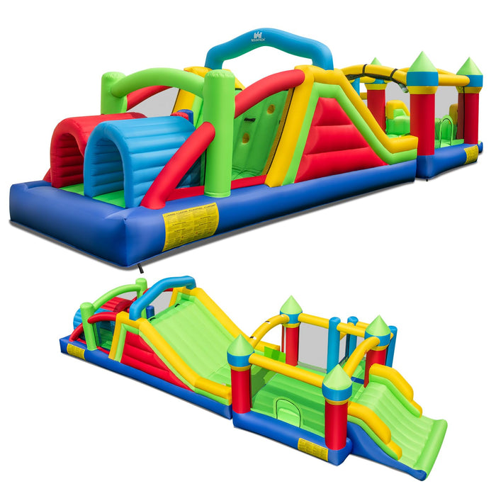 Inflatable Obstacle Course Bounce House, Kids Sectional Blow up Castle with Dual Slides(Without Blower)