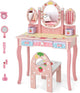 Kids Princess Vanity Table & Chair Set with 360° Rotating Mirror