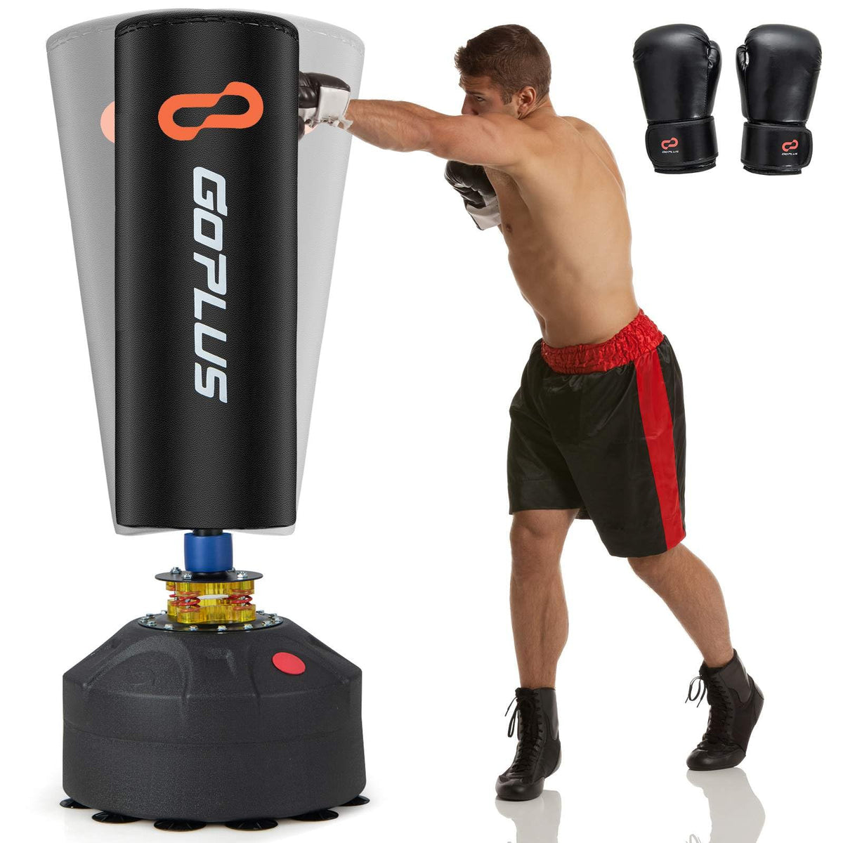 Freestanding Punching Bag, Kickboxing Bag with Stand, Suction Cup Base, 5-Layer Construction