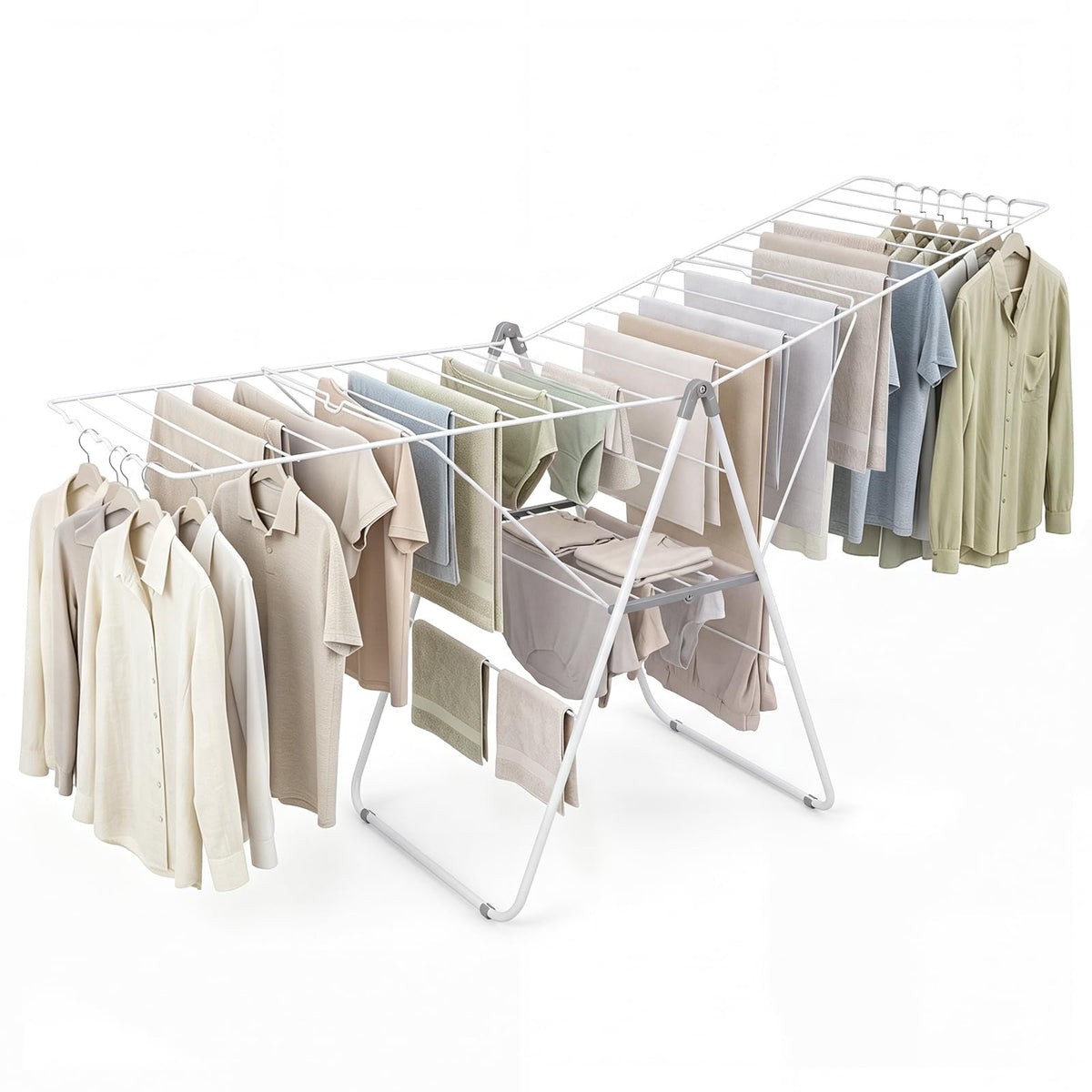 GIANTEX 178CM Wide Clothes Drying Rack w/11-Level Adjustable Height