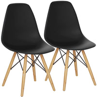 Giantex Eames Dining Chairs, Molded Shell Plastic Chairs w/Wood Legs & Ergonomic Backrest