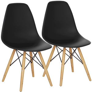 Giantex Eames Dining Chairs, Molded Shell Plastic Chairs w/Wood Legs & Ergonomic Backrest