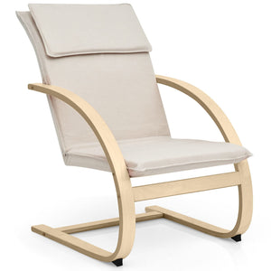 Giantex Bentwood Armchair Lounge Chair Ergonomic Upholstered Seat