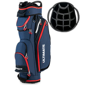 Golf Cart Bag, Lightweight & Portable Golf Club Bag w/ 14-Way Dividers & 8 Zippered Pockets Including Cooler Bag & Waterproof Pockets