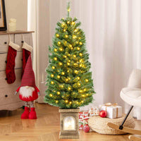 125CM Pre-Lit Potted Christmas Tree with 100 LED Lights