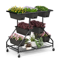 Vertical Raised Garden Bed w/7 Planter Boxes, Storage Baskets, Drainage Holes, 4 Lockable Casters