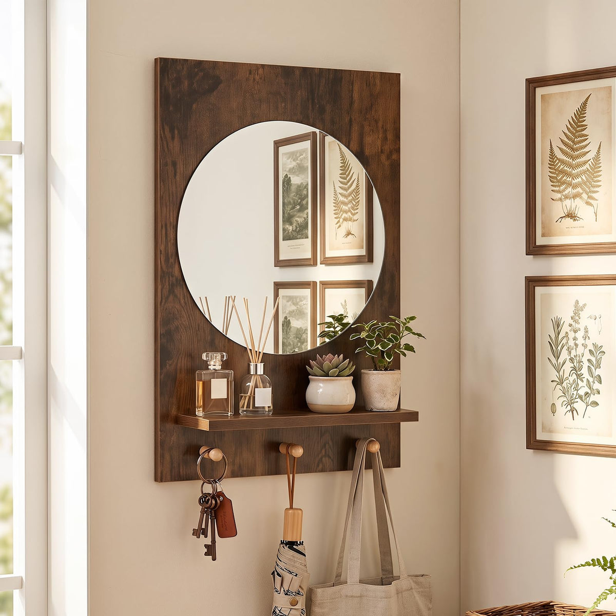 Giantex Bathroom Mirror w/Storage Shelf & Hanging Hooks