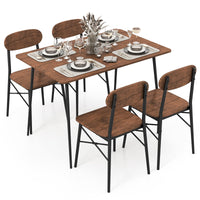 Rectangular Kitchen Table & 4 Chairs for 4 w/Backrest & Metal Legs