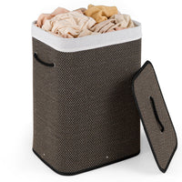 Giantex Bamboo Laundry Hamper w/Lid, 72 L Capacity Clothes Hamper w/Removable Liner