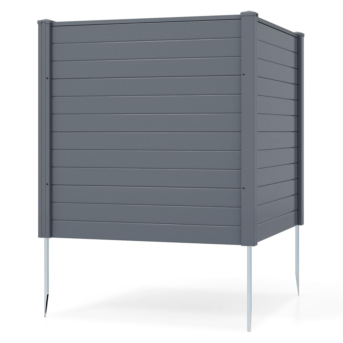 2 Panels 123cm x 123cm PP Privacy Fence Screen with Galvanized Ground Stakes