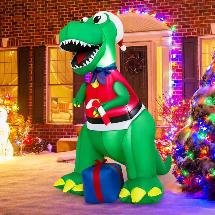 1.82M Inflatable Christmas Dinosaur with Gift for Indoor/Outdoor