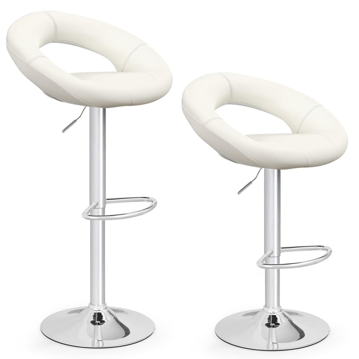 Swivel Bar Stool Set of 2 Height Adjustable with Hollow Back