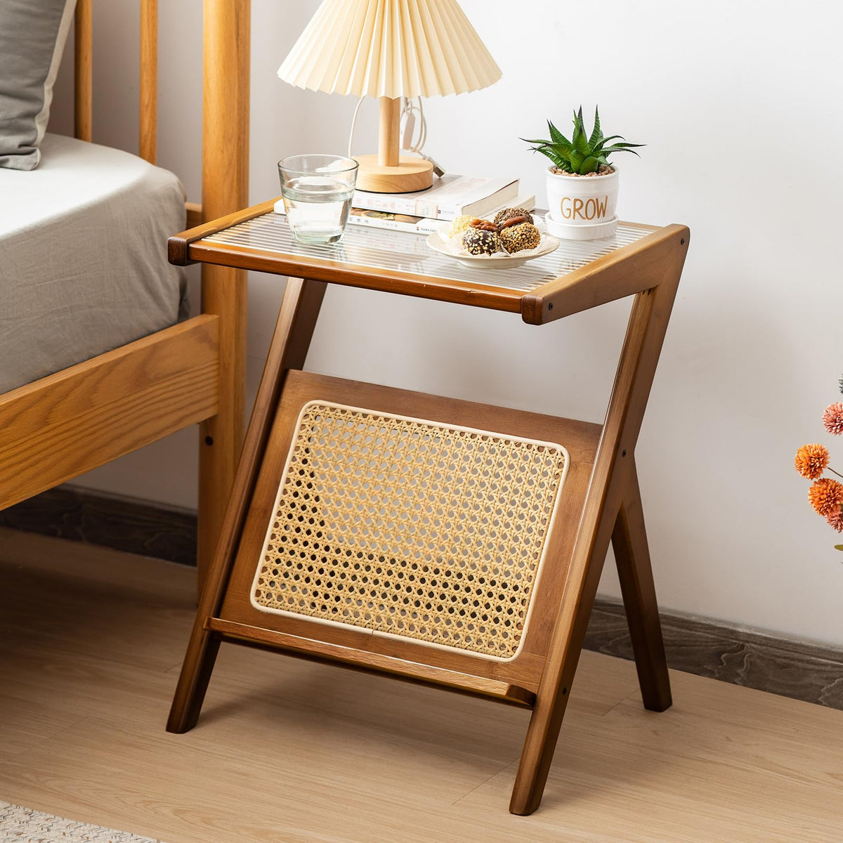 Giantex Boho End Table with Magazine Rack