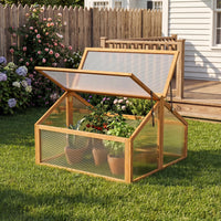Wood Cold Frame Greenhouse, Portable Raised Flower Planter Protection