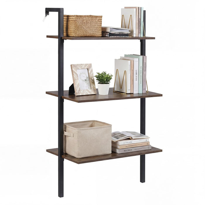 3-Tier Industrial Wall Mounted Shelves Wooden Floating Shelving Unit