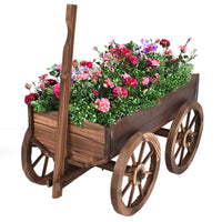 Giantex Wood Wagon Flower Planter Pot Stand