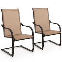 C-Spring Motion Patio Dining Chairs Set of 2, High Back Patio Chairs with Breathable Fabric and Sturdy Metal Frame