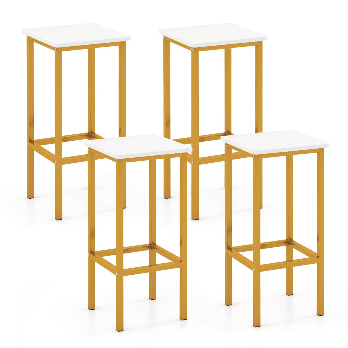 65 cm Square Bar Stools Set of 4, Kitchen Breakfast Stools
