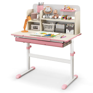 Kids Study Desk, Height Adjustable Children Writing Table w/Tilt Desktop