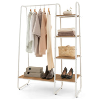 Giantex Clothes Rack, Free-Standing Garment Clothing Rack with 5-Tier Wood Shelves
