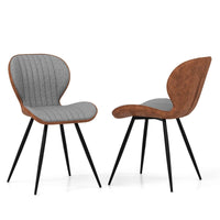 Set of 2 Armless Dining Chair Accent Chairs w/Curved Backrest U-shaped Seat