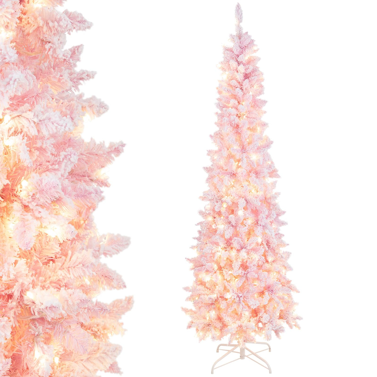 2.1M Pre-Lit Artificial Hinged Christmas Tree with 8 Lighting Modes