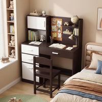 Kids Desk and Chair Set with Hutch and Bulletin Board