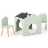 3 Pieces Kids Wooden Activity Play Desk and Chair Set with Chalkboards