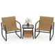 3-Piece Bistro Set, Patio Chairs & Side Table w/Storage Basket, Breathable Mesh Fabric