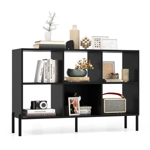 Giantex 6-Cube Storage Bookcase, 3-Tier Wooden Open Bookshelf with 5 Metal Legs