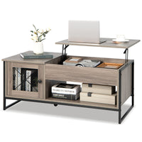 106cm Lift Top Coffee Table, Industrial Center Table with Mute Pneumatic Lifting, Grey