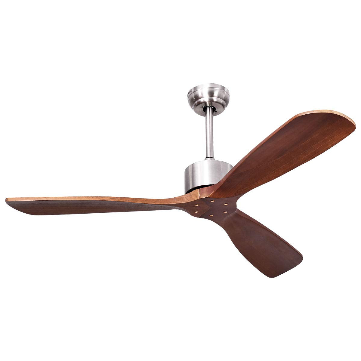 52" Ceiling Fan, Outdoor Indoor Ceiling Fan with Remote Control, 3 Solid Wooden Blades