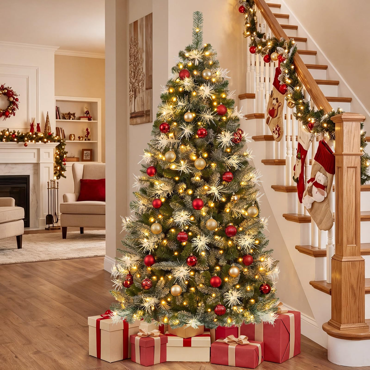 152/183 cm Pre-Lit Artificial Christmas Tree w/ 190/270 LED Lights