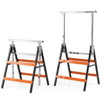 2 Pack Folding Saw Horses, Heavy Duty Metal Adjustable Height Sawhorse Set