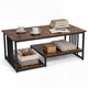 Industrial Coffee Table Rectangular 2-Tier with Open Shelf for Living Room