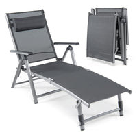 Patio Lounge Chair, Rustproof Aluminum Chaise Lounge Chair with 8-Position Adjustable Backrest