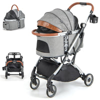 Foldable Dog Cat Stroller w/Removable Waterproof Cover