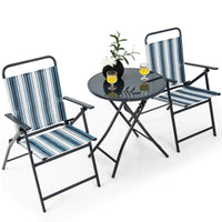 3 Piece Outdoor Folding Bistro Set with Folding Table for Outdoor/Indoor Use