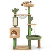 150cm Cactus Cat Tree for Indoor Cats, Multi-Level Cat Tower w/Sisal Scratching Posts & Board