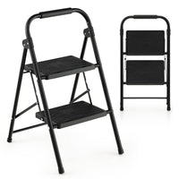 2 Step Ladder, Folding Step Stool w/ Padded Handgrip & Wide Anti-Slip Pedal