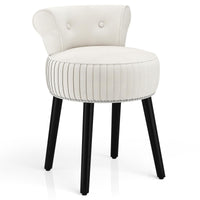 Velvet Vanity Chair with Tufted Low Back and Solid Wood Legs