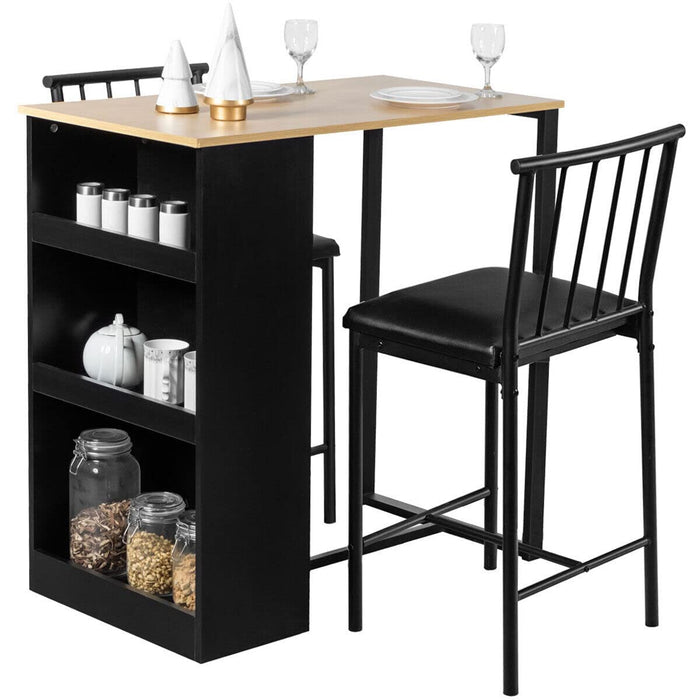 Giantex 3 Piece Counter Table Set, Bar Pub Table Set with 2 Cushioned Chairs