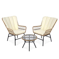 3 Pieces Patio Bistro Set, Outdoor PE Wicker Conversation Set