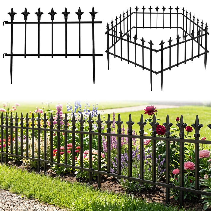 5/10-Pack Metal Garden Fence 280/560x44cm No Dig Border for Lawn Pathway