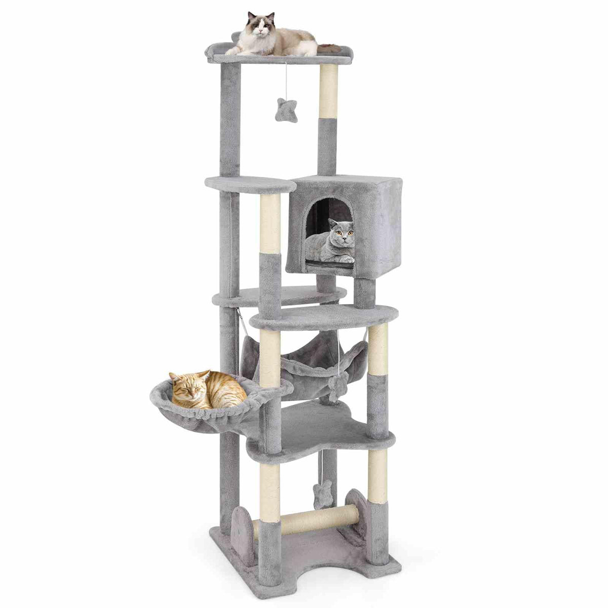 176 cm Tall Cat Tree Indoor Cat Tower Pet Furniture with Sisal Scratching Posts