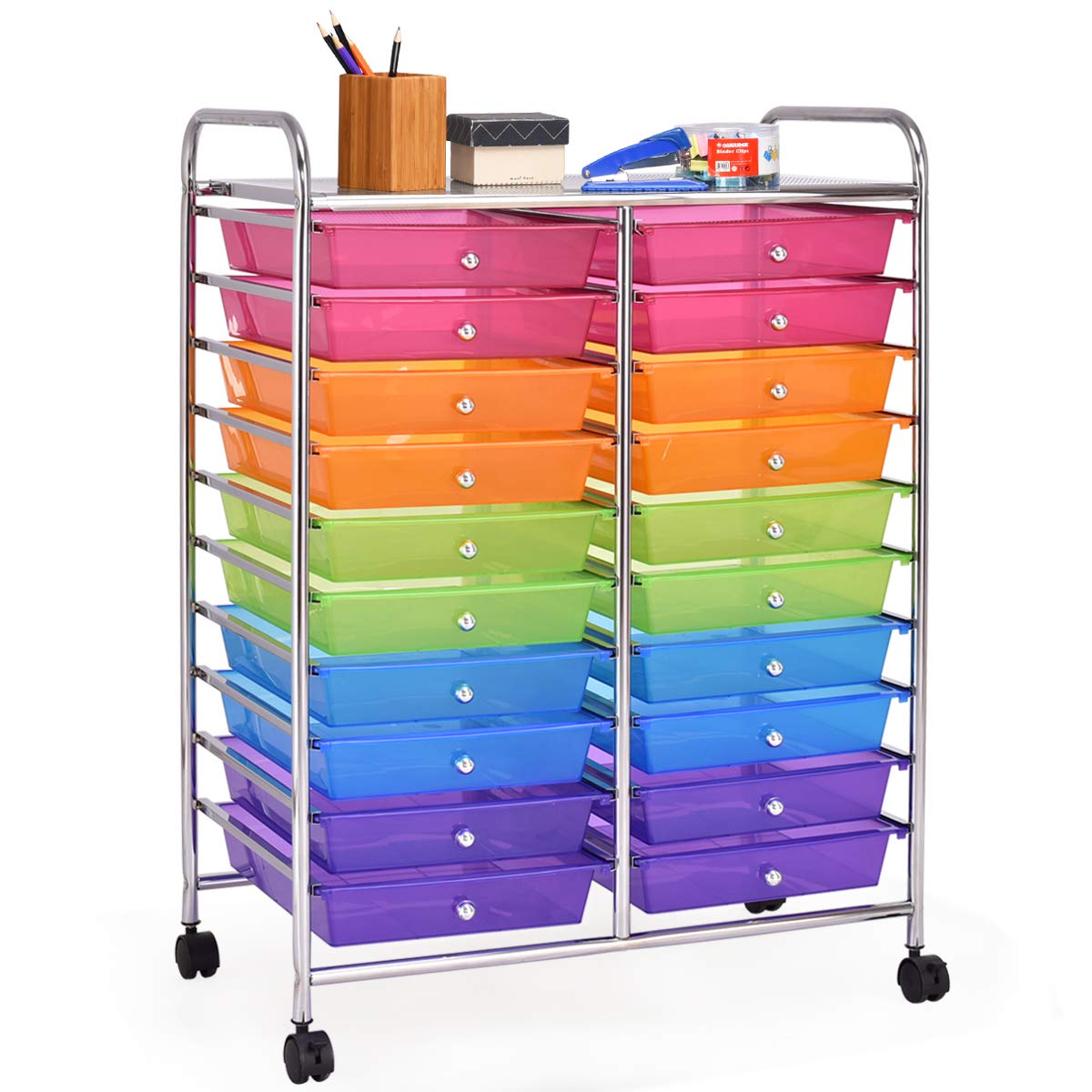 20 Drawers Rolling Storage Cart, Tools Scrapbook Paper Organizer