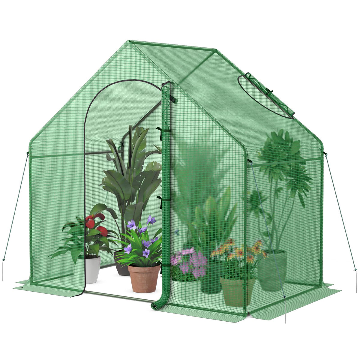 Giantex 6x3x5.5 FT Mini Walk-in Greenhouse, with Roll-up Zippered Door & Window